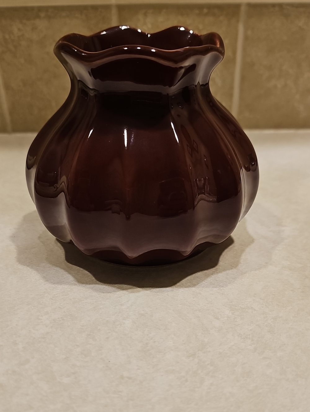 4" Burgundy Pleated Ceramic Bud Vase Hearth & Hand - Picture 4 of 5